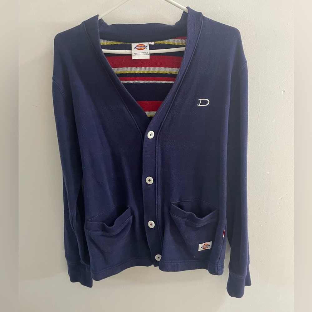Blue and striped Dickies Cardigan, women’s large